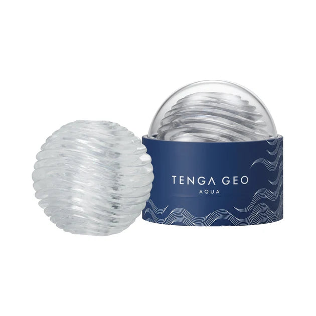Blue TENGA GEO Aqua premium reusable male pleasure sleeve.