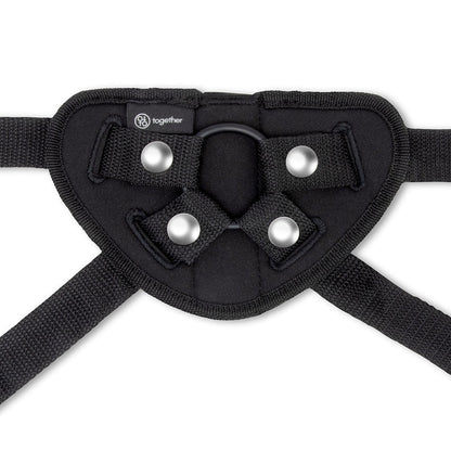 Together Tilt 7 in. Vibrating Silicone Dildo & Harness Set Purple