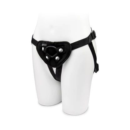 Together Tilt 7 in. Vibrating Silicone Dildo & Harness Set Purple