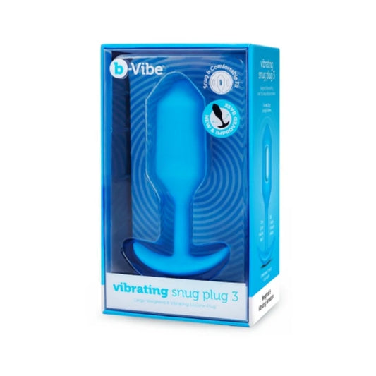 Vibrating Snug Plug 3 Rechargeable Weighted Silicone Anal Plug Blue