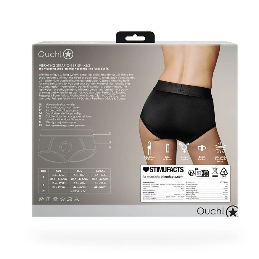Ouch! Vibrating Strap-on Brief Black