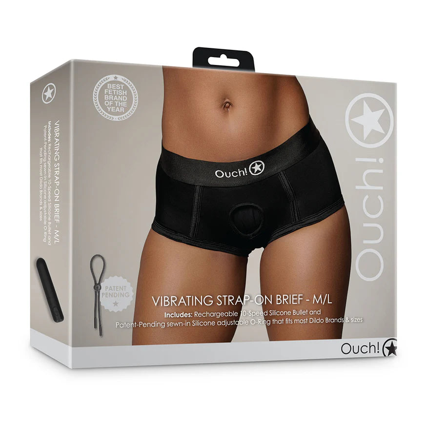 Ouch! Vibrating Strap-on Brief Black