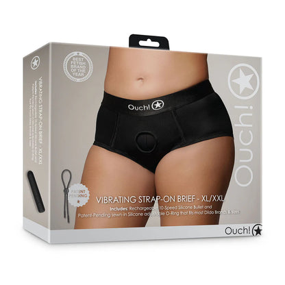 Ouch! Vibrating Strap-on Brief Black