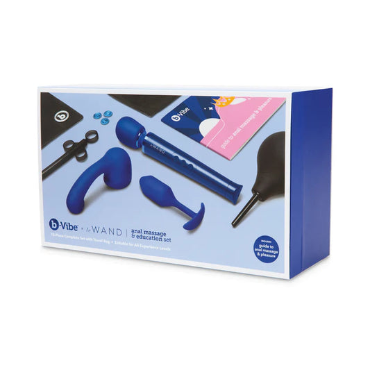 b-Vibe Anal Massage and Education Set Blue beginner anal training kit