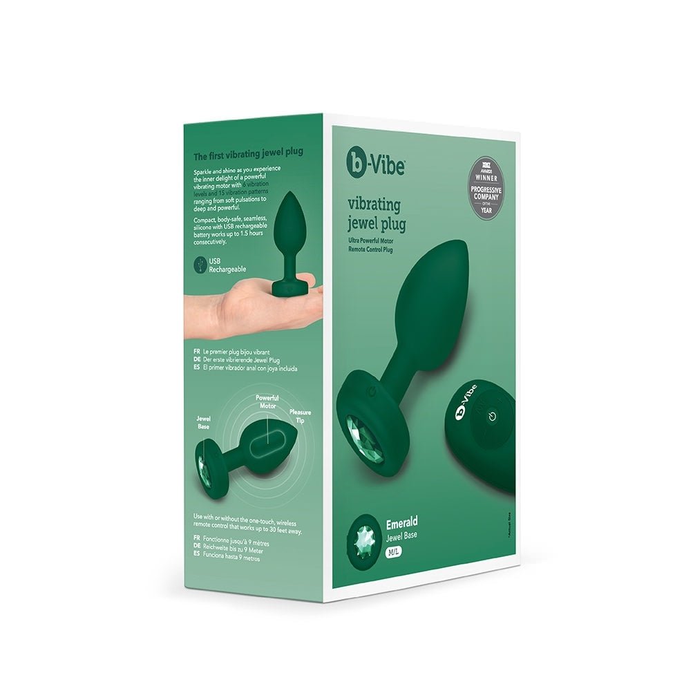 B-vibe Vibrating Jewels - Remote Control- Rechargeable - Emerald (m/l) | SexToy.com