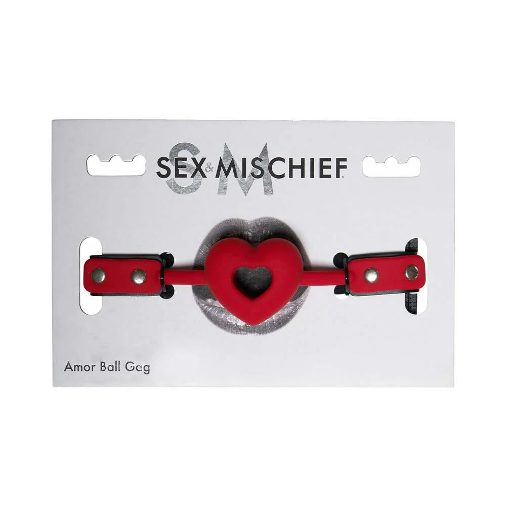 Sex & Mischief Amor Breathable Heart-Shaped Silicone Ball Gag Red