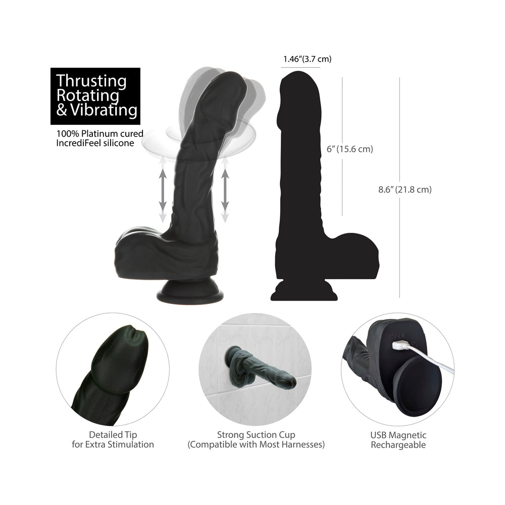 Naked Addiction Noir 8.6 In. Rotating And Thrusting Vibrating Dildo With Remote