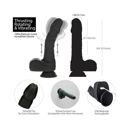 Naked Addiction Noir 8.6 In. Rotating And Thrusting Vibrating Dildo With Remote
